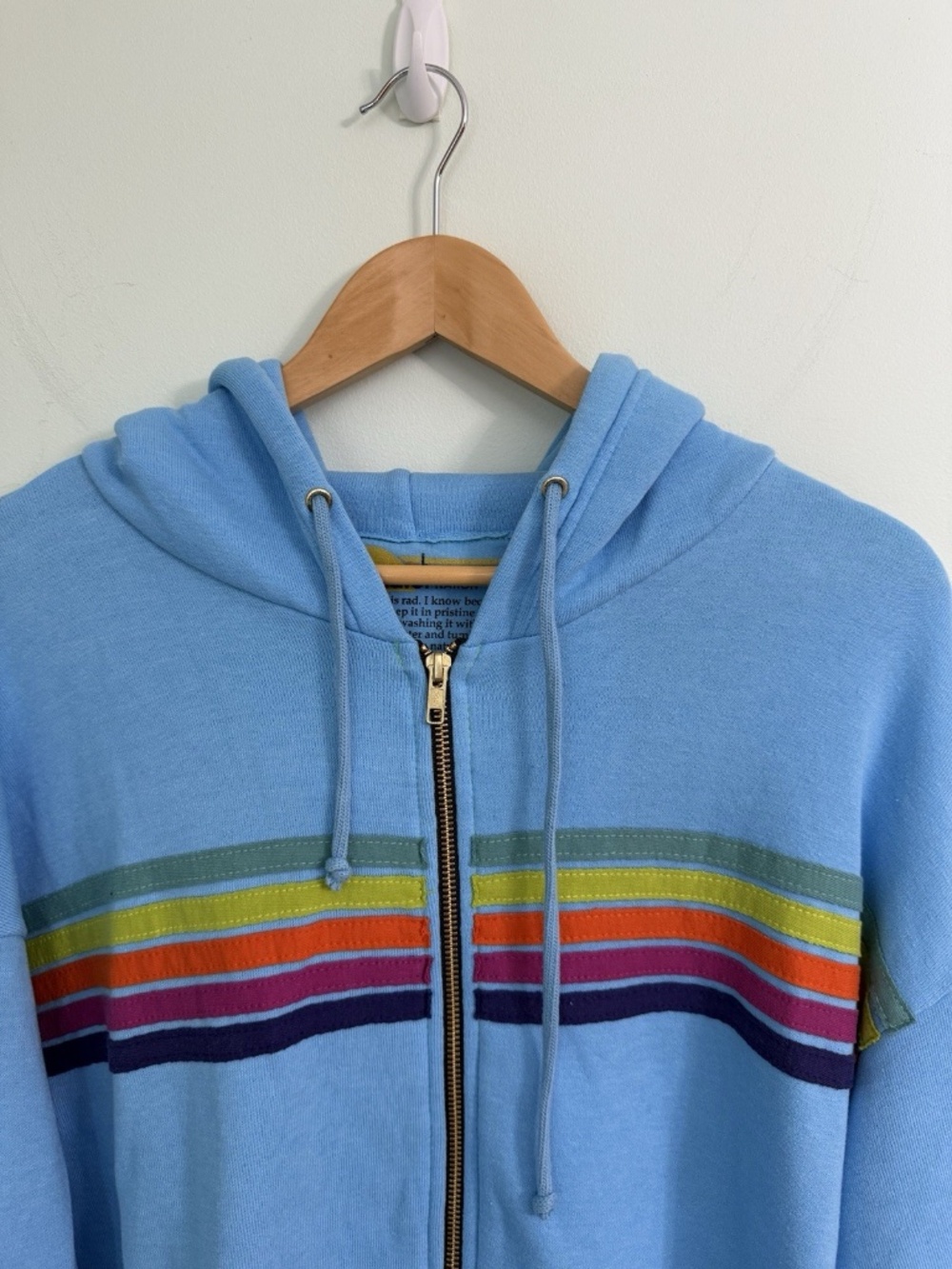 Aviator Nation 5 Stripe Relaxed Zip Hoodie & Sweatpants Set Sky Blue Size Large - Picture 3 of 14